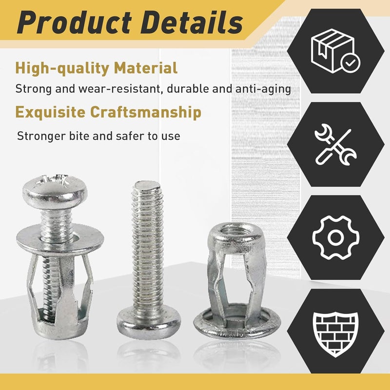 Iffitya 20Pcs M6 x 25 Hollow Door Anchor Set, Metal Cavity Fixing Anchors for Aluminium Cladding, Steel Pipe, Iron Sheet, Plastic Sheet (12 * 18MM) - Image 2